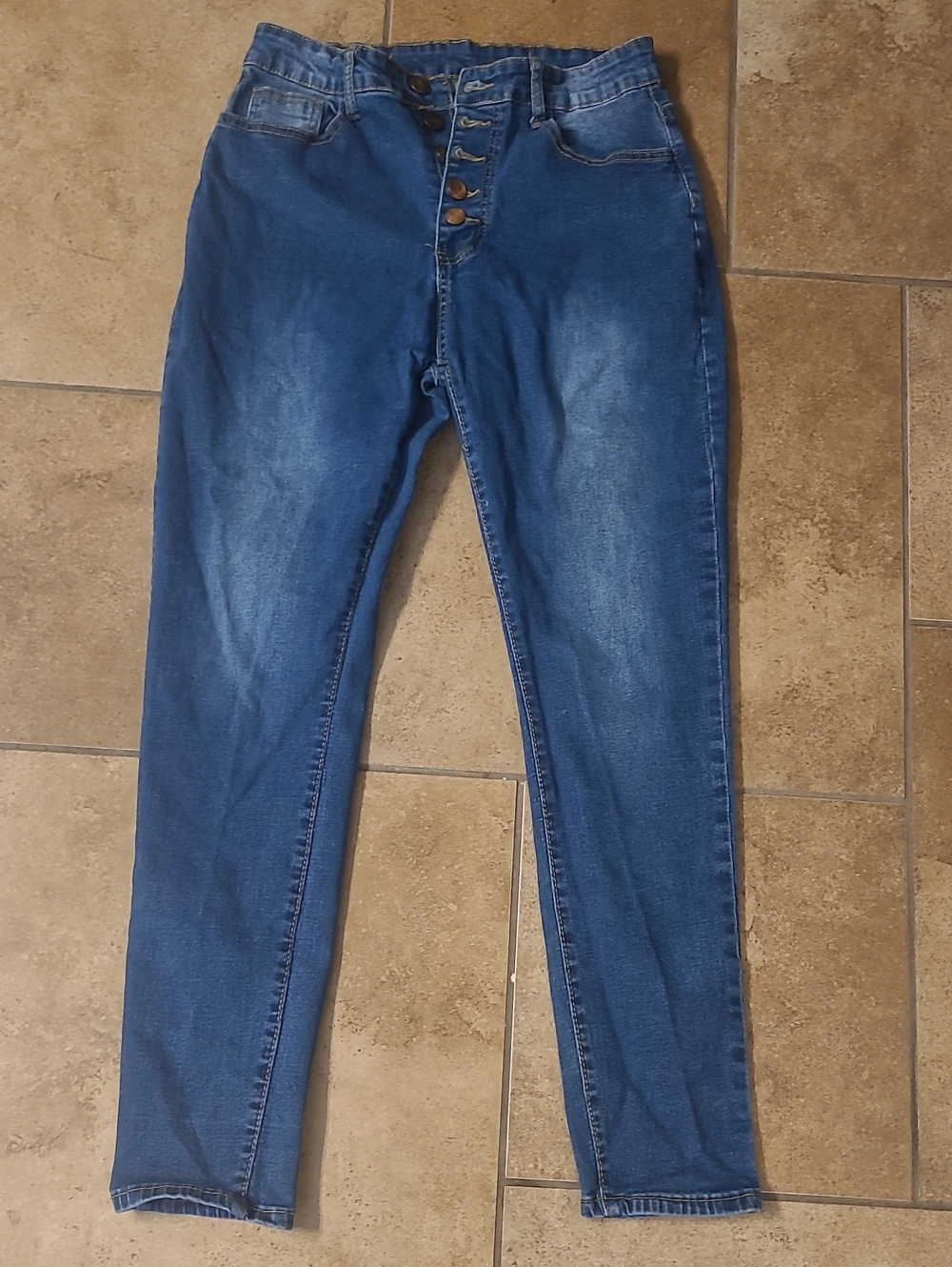 High-Waist Blue Women’s Kunmi Jeans with Button Fly